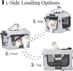 Cat Carrier for 2 Cats, Collapsible Soft Sided Pet XL Crate for Large Mudium Car Travel Portable Bag for Long Trips Ride