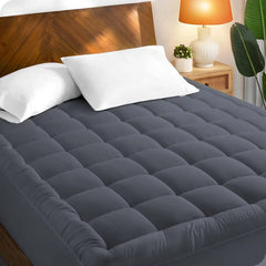 Queen Mattress Topper for Body Pain Relief, 450GSM Extra Thick Mattress Pad Cover with Elastic Pocket, fiber Bed Topper