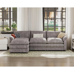 119” Modern L-Shaped Modular Sectional Sofa – Deep Seat Couch with Reversible Ottoman