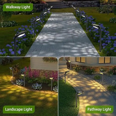 Solar LED Pathway Lights 4 Pack Waterproof Landscape Lighting Garden Decor Walkway 150 Lumen High Efficiency IP65 Modern Design