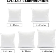 Foamily Throw Pillow Insert 18 x 18 inch (Set of 2) Hypoallergenic 100% Virgin Fiber Bed, Sofa, Couch Decorative Indoor Pillows