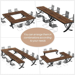 6.5FT Conference Table for 6-8 People 78inch Long Rectangular Seminar Table with Strong Metal Frame Business Furniture Boardroom