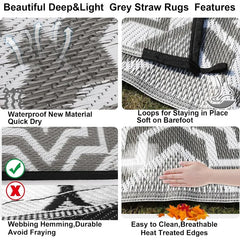 Outdoor Rug,Outdoor Plastic Straw Rug,Outdoor Rugs 9x12 for Patios Clearance Waterproof Patio Rug, Camping Rugs for Outside