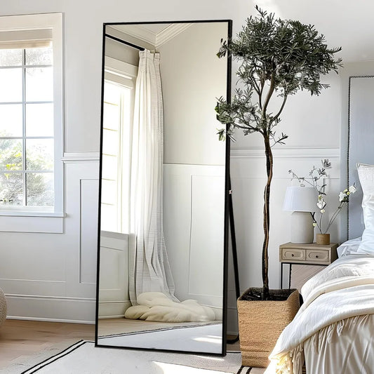 Full Length Mirror, Full Body Mirror, Floor Mirror with Aluminum Alloy Frame, Free Standing Mirror, Mirror Full Length Hanging