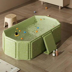 Foldable Baby Bathtub Foldable Baby Bath Portable Shower Basin Includes 5 Balls 2 Ducks Water Toy For Kids 0-8 Years Old Boys
