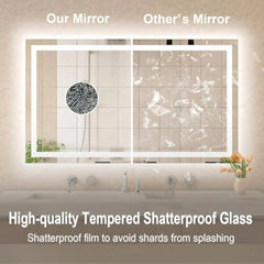 55X30 Led Mirror for Bathroom with Dimmable Bathroom Vanity Mirrors with Lights, Front and Backlit Anti-Fog Lighted Mirror, Tem