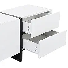 Rectangle Design TV Stand for Television Up to 80", Unique Style Console Table, Storage Cabinet with High Gloss UV Surface