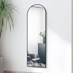 Door Hanging Full Length Mirror, Floor or Wall Mounted Metal Frame Arch Dressing Mirrors for Bedroom Bathroom Living Room