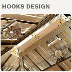 12x18ft Hardtop Heavy Duty Double Roof Outdoor Upgraded Galvanized W/Nettings Curtains Steel Combined of Horizontal Vertical