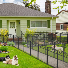 5 Panel Decorative Garden Entry Path Fence Black Metal Garden Dog Animal Barrier Border Outdoor