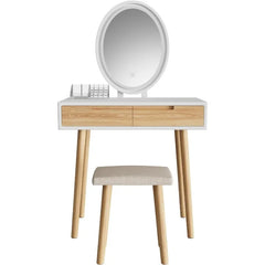 Makeup Vanity Desk with Lights, Small Vanity with Adjustable Brightness Mirror for Small Spaces, Vanity Desk with Drawers