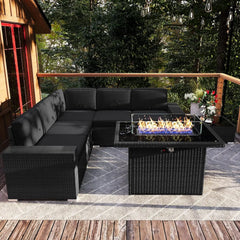 Patio Furniture Set  Fire Pit Table, Outdoor Sectional Wicker Conversation Sofa Sets  patio furniture  patio furniture set