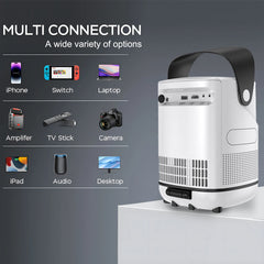 Portable Android  Native 1080p Projector Support 4K 180°Adjustable Stand Wall Mount Design  Wifi Bluetooth HDMI,USB,PC Model:TZ2