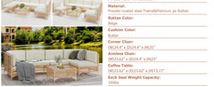 7 Piece Outdoor Patio Furniture Set, Patio Sectional Furniture Set, Wicker Outdoor Couch Sets with Glass Table and Cushions