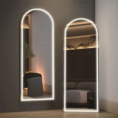 Full Length Mirrors with LED Lights, Arched Lighted Mirror, Free Standing Floor Mirrors, 63 "X 20"
