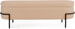 Storage Ottoman Bench with Metal Stand, Upholstered Sherpa Stool with Large Storage Space, Modern Storage Bench