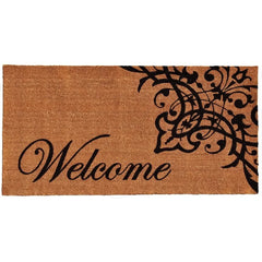 121353672 Scroll Welcome Doormat, 3' x 6', Natural/Coir