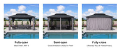 10' X 14' Gazebo Outdoor Gazebo with Dual-Layer Galvanized Steel Double Roof for Patio Lawn Garden Aluminum Gazebo