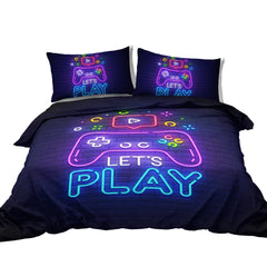 Gaming Duvet Cover Set Queen Size Video Game Controller Bedding Set, Boys Video Games Comforter Cover with 2 Pillow Shams, Bed