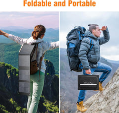 200W Portable Power Station with 40W Solar Panel 155Wh Solar Generator 42000mAh Power Bank with AC Outlet 110V, DC, USB QC3.0