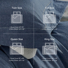 JELLYMONI 100% Washed Cotton 3 Pieces  Duvet Cover - Linen Like Textured Breathable Comforter Cover with Pillow Shams