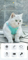 Vest Walking Traction Rope Cat Harness with Reflective Strip Dog Collar Breathable Mesh Harness for Small Medium Pet Cat Dog