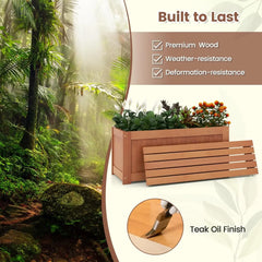 Outdoor Bench  Wood Raised Garden Bed with Open Base, Weather-Resistant Deep Planter Boxes for Flowers Fruit Vegetable