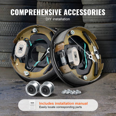 SucceBuy 1 Pair 3500/7000 lbs Electric Trailer Brake Assembly Self-Adjusting Axle Backing Plates for System Part Replacement
