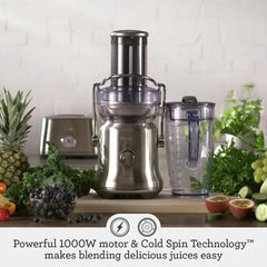 Juice Fountain Juicer Brushed Stainless Steel 70 Fl Oz Fruit Juice Extractor and Vegetables Blender Machine Orange Kitchen Home