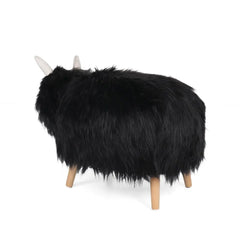 Velvet Cow-Shaped Ottoman – Cute Footstool with Cushioned Seat for Playroom & Porch