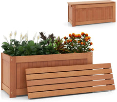 Outdoor Bench  Wood Raised Garden Bed with Open Base, Weather-Resistant Deep Planter Boxes for Flowers Fruit Vegetable