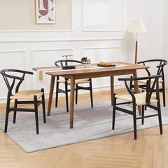 Dining Chair Set of 4, Weave Modern Solid Wood Mid-Century Y Shaped Backrest Dining Chair