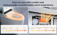Smart Toilet,One Piece Bidet Toilet for Bathroom ,Warm Water and Dry,Heated Seat,Foot Sensor and Night Light, Auto Flush