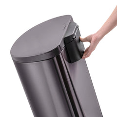 13.2 And 1.6 Gallon Trash Can Combo, D-Shape Step On Kitchen And Bathroom Trash Can, Black Stainless Steel