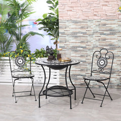 30" Wood Burning Fire Pit & Outdoor Ice Bucket Side Table, Steel, Lid, Mosaic