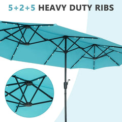 13Ft Large Patio Umbrella With Base Outdoor Double-Sided Market Extra Large Table Umbrella Outdoor Patio Easy Crank for Yard