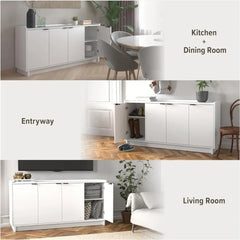Sideboard Storage Cabinet Cabinets for Living Room Furniture for Kitchen Simply Modern 4 Console Table White Doors and Shelves