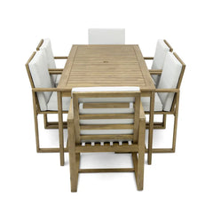 Patio Dining Set Outdoor Dining Table and Chair Set with and Removable Cushions for Patio Backyard Garden Light Teak