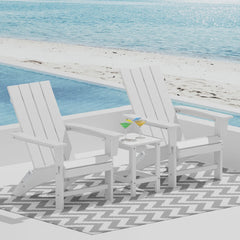 Portable Chairs Table Set of 3, Folding Adirondack Chair Table for All Weathers, Outdoor Fire Pit Chairs for Patio Poolside
