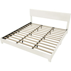 King Size Upholstered Platform Bed Frame with Adjustable Headboard & Wood Slats, No Box Spring Needed