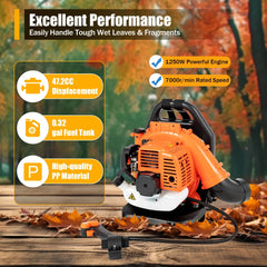 CNCEST 42.7CC Two-Stroke Leaf Blower 7000R/Min W/ Stainless Steel Buckles For Snow Removal & Sweeping Fallen Leaves