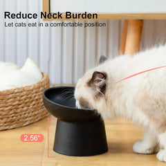 Black heightened cat bowl, tilted cat food bowl, no pressure, anti-vomiting, ceramic water bowl