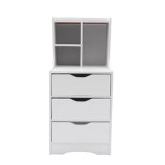 White Nightstand with 3 Drawers, Bedside Table Organizer for Bedroom & Living Room