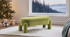 Modern Storage Bench, 44.7 Inch Upholstered Ottoman Bench Sherpa Fabric End of Bed Stool, Cute Entryway Bench for Living Room