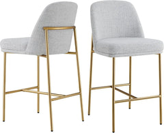 Counter Height Bar Stools Set of 2, FSC Certified Metal Barstools for Kitchen Island, 27" H Seat Height,Fabric, White