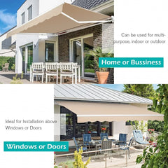 13'×10'Patio Awning Retractable Awning Sun Shade Awning Cover Outdoor Patio Canopy Sunsetter Deck Awnings