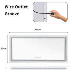 LED Bathroom Mirror Rectangular Wall Vanity Mirror Dimmable with 8 RGB Backlit 3 Front Color Anti-fog, Memory