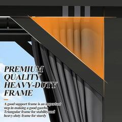 8.5x8.5FT Outdoor Hardtop Gazebo - with Breathable Netting & Privacy Curtain, Double Roof, Gazebos
