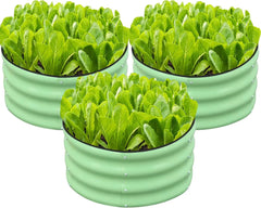 3 Pcs 2x2x1ft Round Galvanized Raised Garden Bed Kit Outdoor, Metal Planter Box for Planting Plants Vegetables, White