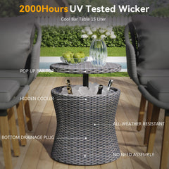 5 Pieces Outdoor Patio Furniture Set Wicker Bar Table with 2 Bistro Conversation Set With Single Chairs and Stools for Balcony